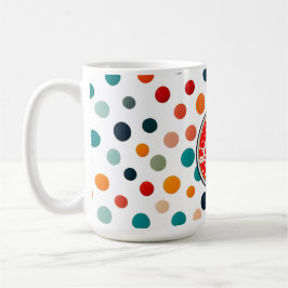 Café uma caneca temática de a mOR com bolinhas brilhant