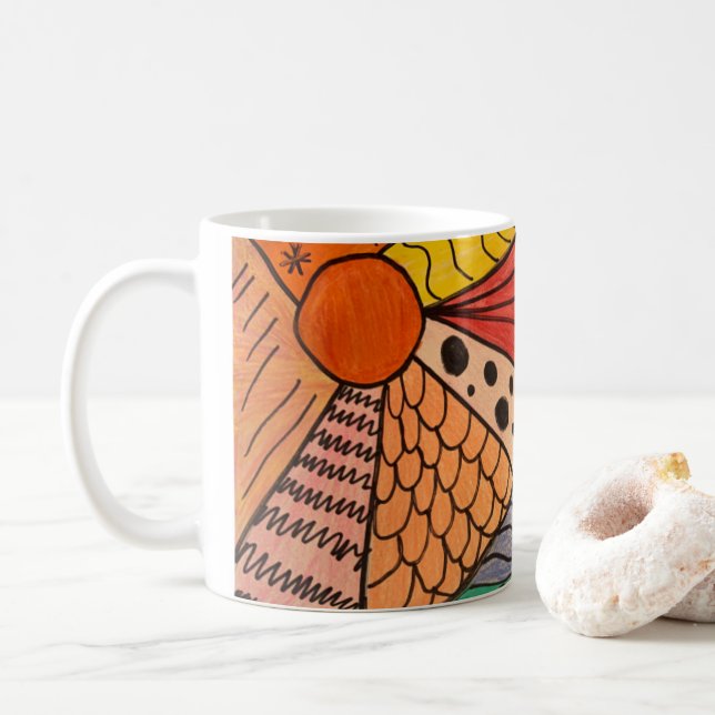 Café Uma dica da caneca "All day and night" de Z (Com Donut)