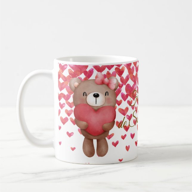 Café Ursos e coração, caneca de café, presente do Dia d (Esquerda)