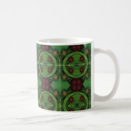 Café V2 Retro caneca de design verde e castanho dos ano
