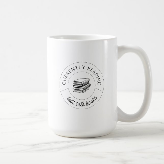 Café Vamos Talk Books é uma caneca de preto (Direita)