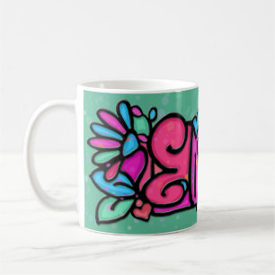 Café Verde pintado costume de ELIZABETH da caneca