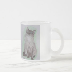 Café Vidro Jateado A caneca do fosco do gato Siamese de Birdwatcher