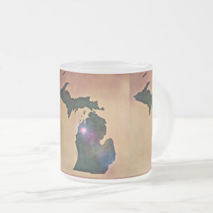 Café Vidro Jateado Amor transversal da cidade na caneca de Michigan