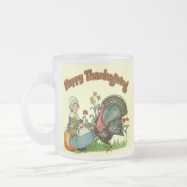 Café Vidro Jateado Caneca - acção de graças feliz