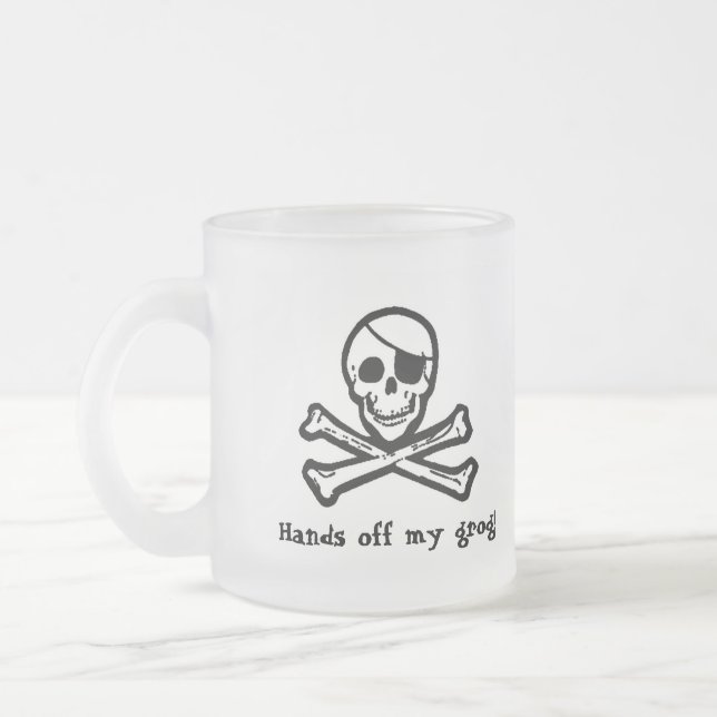 Café Vidro Jateado Caneca alegre do fosco do Grog do pirata de Roger (Esquerda)