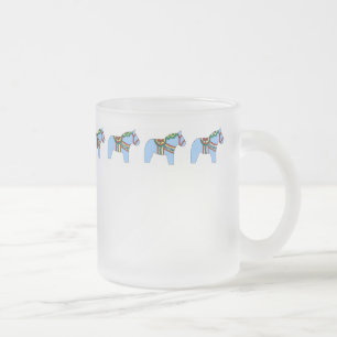 Café Vidro Jateado Caneca azul do cavalo de Dala