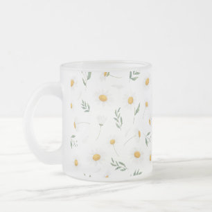 Café Vidro Jateado Caneca com padrão de flores de margarida