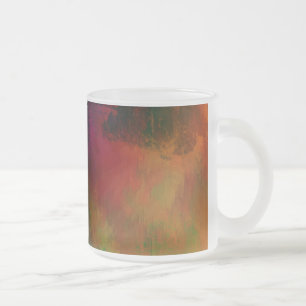 Café Vidro Jateado Caneca de Café, Laranja Escuro, Vermelhos, Verdes