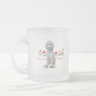 Café Vidro Jateado Caneca de Desenho Esboçado com Flores - Personaliz