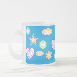 Café Vidro Jateado Caneca de formas em azul verde