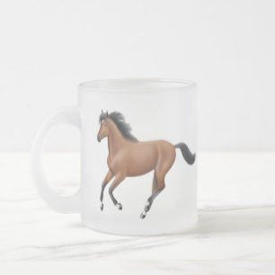 Café Vidro Jateado Caneca de galope do fosco do cavalo de baía