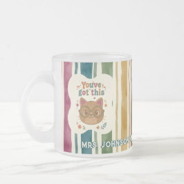 Café Vidro Jateado Caneca de Gato Professora Personalizada | Nome e S