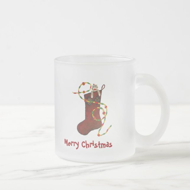 Café Vidro Jateado Caneca de Macaco de Choque de Natal (Direita)
