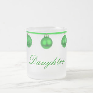 Café Vidro Jateado Caneca de Natal Filha com Bolas Verdes em Fita