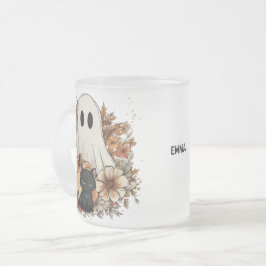 Café Vidro Jateado Caneca de outono personalizada com fantasma fofo e