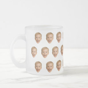 Café Vidro Jateado Caneca de Rosto Personalizado, Foto do Rosto Perso