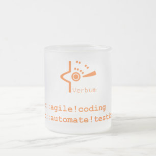 Café Vidro Jateado Caneca de Verbum Froted (logotipo alaranjado)