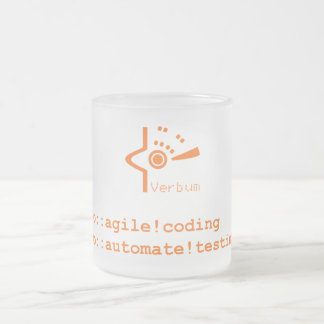 Café Vidro Jateado Caneca de Verbum Froted (logotipo alaranjado)