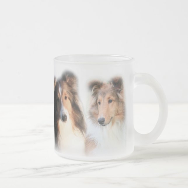 Café Vidro Jateado Caneca do anjo de Sheltie (Direita)