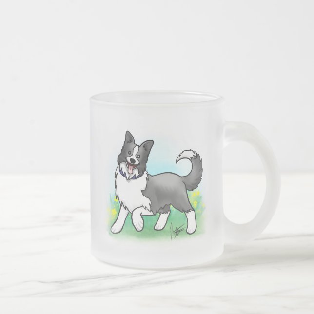 Café Vidro Jateado Caneca do fosco de border collie (Direita)