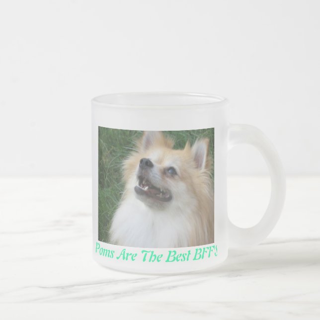 Café Vidro Jateado Caneca do fosco de Pomeranian (Direita)