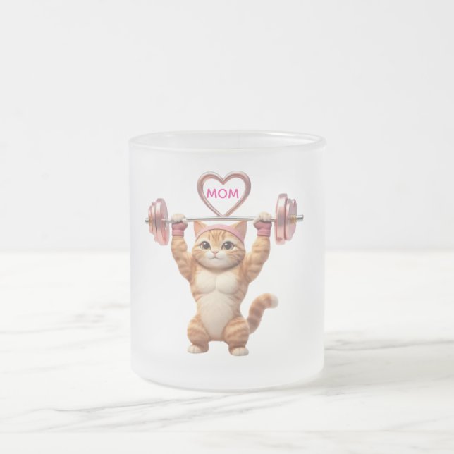 Café Vidro Jateado Caneca Engraçada de Gato Mãe na Academia – Present (Centro)
