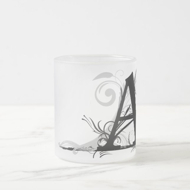 Café Vidro Jateado Caneca Monogrammed de "A" - (Centro)