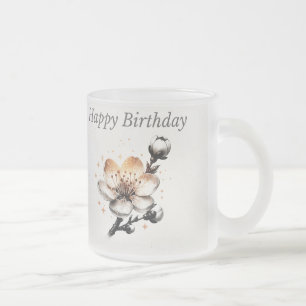 Café Vidro Jateado Caneca Personalizada de Feliz Aniversário com Flor