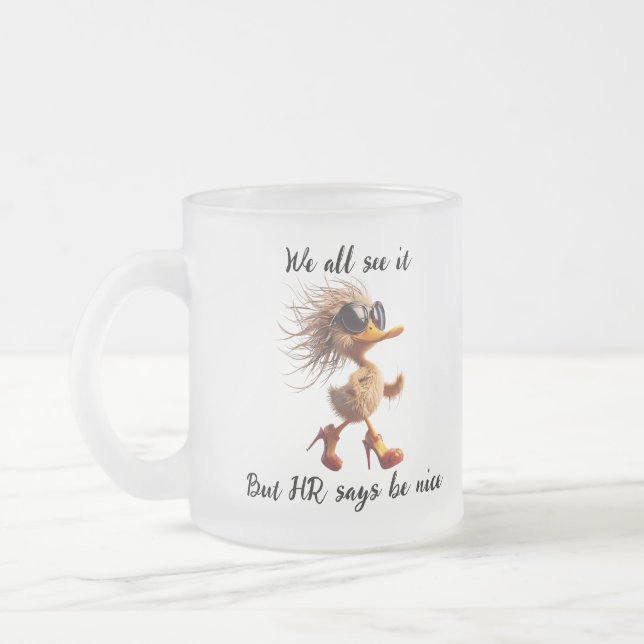 Café Vidro Jateado Caricatura de RH, Caneca de humor de escritório co (Esquerda)