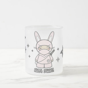 Café Vidro Jateado Coelho de Ninja! Com caneca de Shurikens