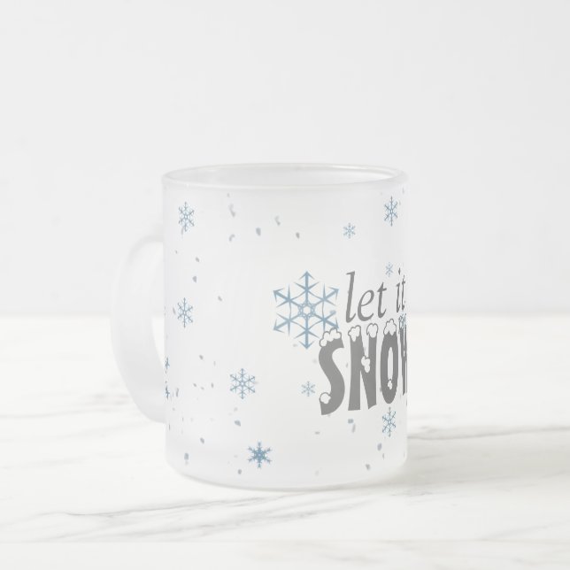 Café Vidro Jateado Deixais lhe para nevar caneca do floco de neve (Frente Esquerda)