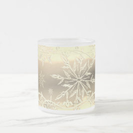 Café Vidro Jateado Dourada caneca fosco com floco de neve