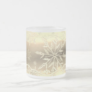 Café Vidro Jateado Dourada caneca fosco com floco de neve