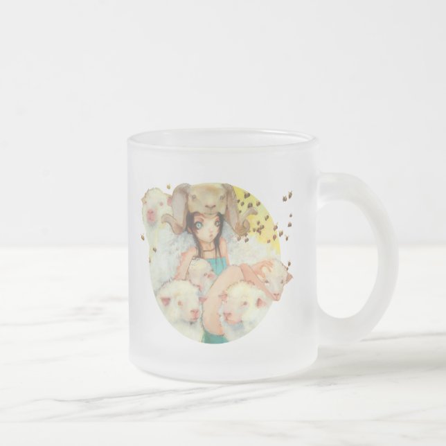 Café Vidro Jateado Ela caneca de forçamento da abelha (Direita)