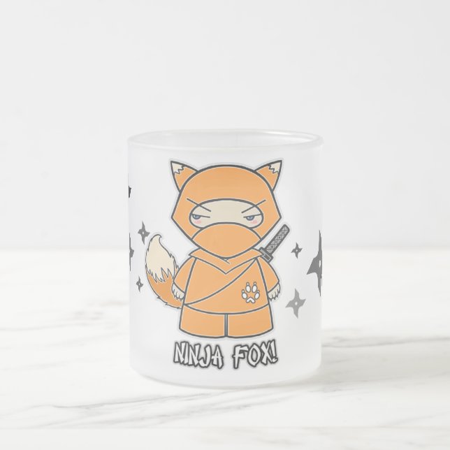 Café Vidro Jateado Fox de Ninja! Com caneca de Shurikens (Centro)