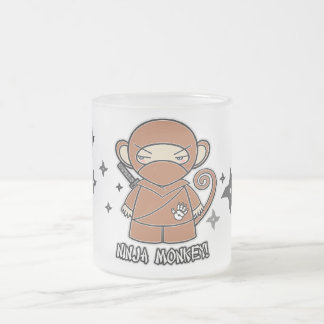 Café Vidro Jateado Macaco de Ninja! Com caneca de Shurikens