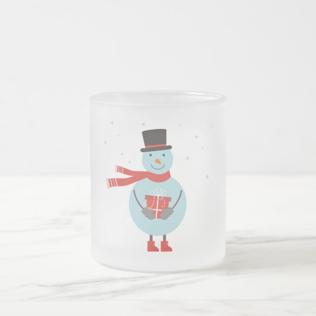 Café Vidro Jateado Mug com boneco de neve. Caneca de Natal. (Centro)