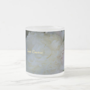 Café Vidro Jateado O amor da flor das peônias cobre a caneca de caf