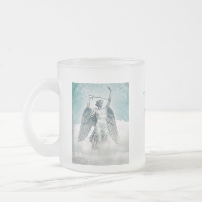 Café Vidro Jateado Olho laser de Arcanel Michael Deus, caneca fosco (Esquerda)