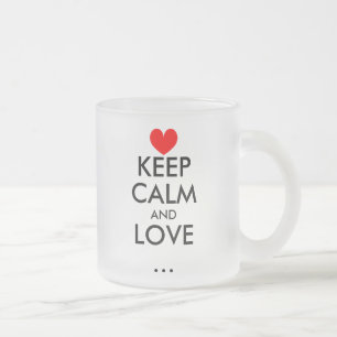 Café Vidro Jateado Personalizável Mantenha Calma, amante, caneca de 