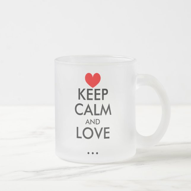 Café Vidro Jateado Personalizável Mantenha Calma, amante, caneca de v (Direita)