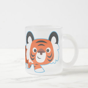 Café Vidro Jateado Tigre de cartoon bonito na caneca do Fosco