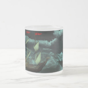 Café Vidro Jateado Uma Caneca de Mar Selvagem e Tempestade