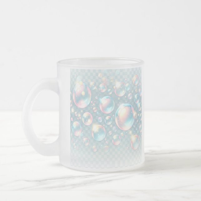 Café Vidro Jateado Uma caneca esmaltada com impressão de bolhas (Esquerda)