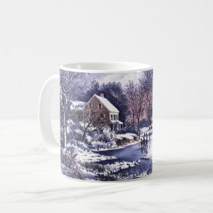 Café Vintage Winter Scene. Caneca de presente de Natal