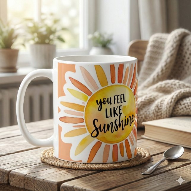 Café Você Sente Como Foto Caneca de Sol (Empower someone special with this, "You feel like sunshine" photo mug! )