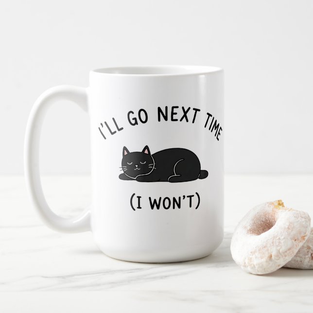 Café Vou na Próxima Vez - Caneca de Gato Introvertido E (Com Donut)