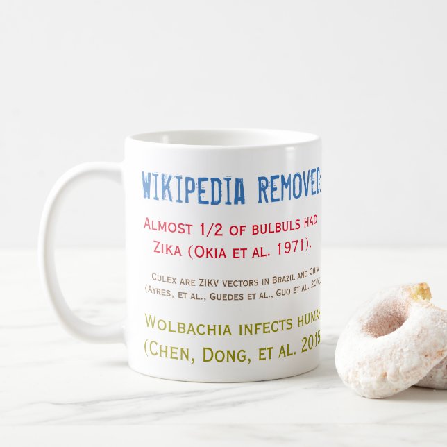 Café Wikipedia removeu a caneca dos estudos de Zika por (Com Donut)