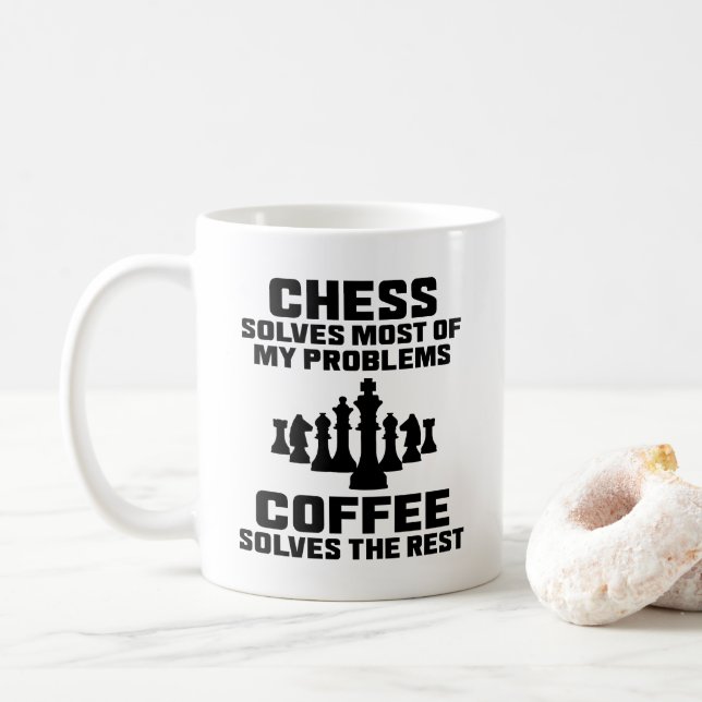 Café Xadrez Resolve Meus Problemas Caneca Engraçada de  (Com Donut)